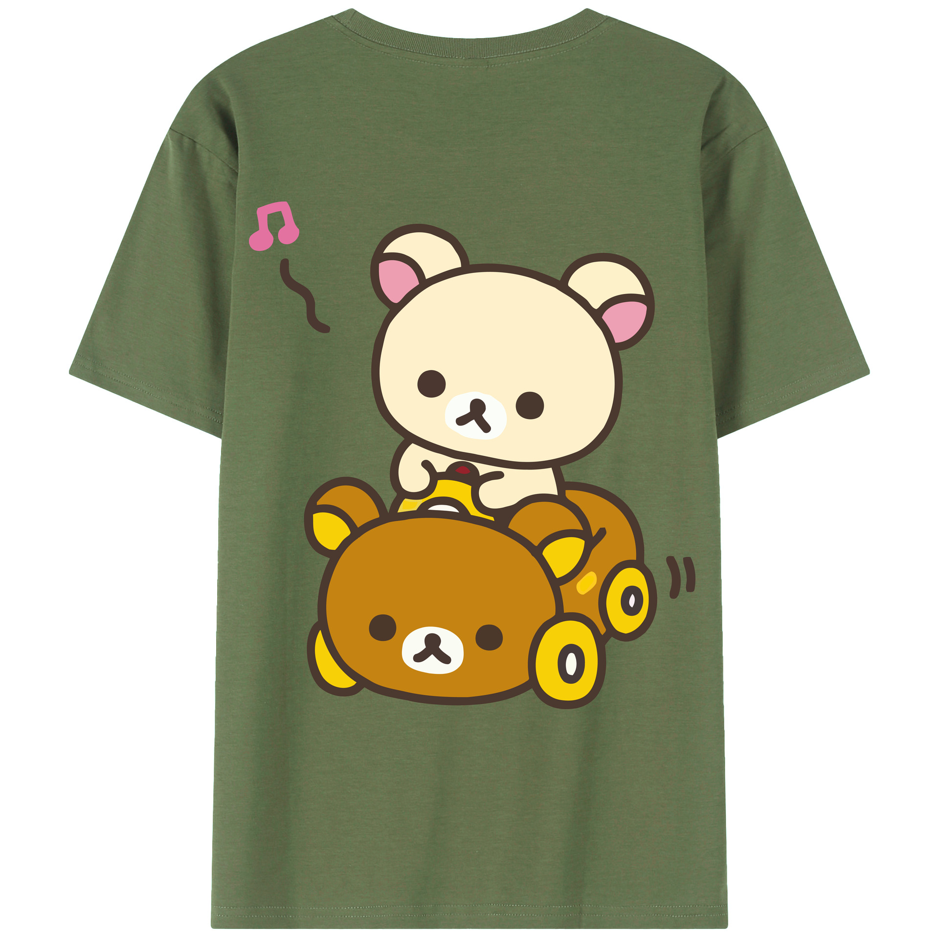 （画像用） リラックマ リラックマ キイロイトリ Rilakkuma Korilakkuma Kiiroitori 綿100％ メンズ半袖Tシャツ（バックプリント） 通気性